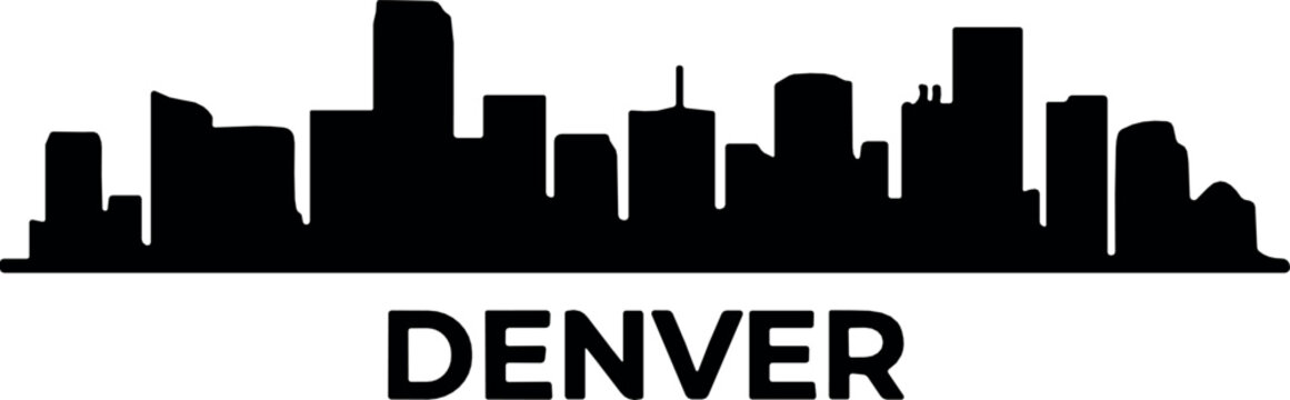 Denver Colorado city skyline black vector silhouette icon isolated on white background