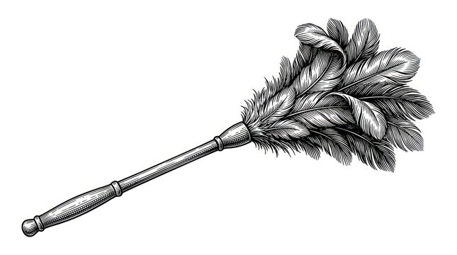 Dynamic Black and White Feather Duster with Detailed Ostrich Feather Brush for Cleaning and Decoration