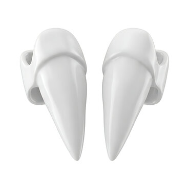 Pair of white vampire fangs isolated on transparent background