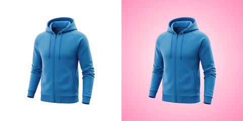 Blue zip up hoodie isolated on transparent background © MDMAHMUD