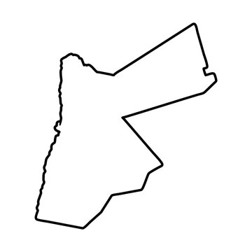 Jordan black outline map isolated on a transparent background