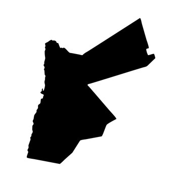 black silhouette map of Jordan isolated on a transparent background