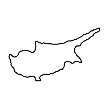 cyprus black outline map isolated on a transparent background