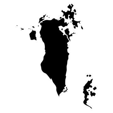 black silhouette map of Bahrain isolated on a transparent background