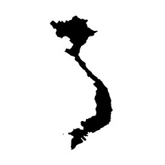 black silhouette map of Vietnam isolated on a transparent background © lacrimoza