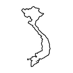 Fototapeta premium Vietnam black outline map isolated on a transparent background