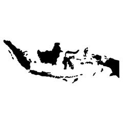 Obraz premium black silhouette map of Indonesia isolated on a transparent background