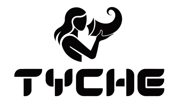 Tyche Zodiac Symbol Silhouette with Cornucopia - Ancient Greek Goddess of Fortune Logo