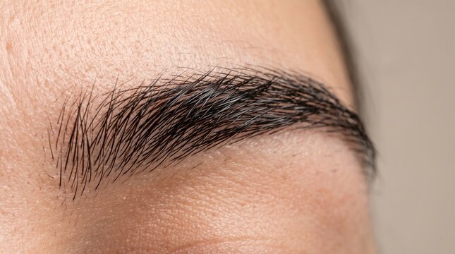 Macro Photography of Dense Natural Black Eyebrow Hair Strands