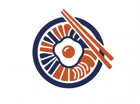 Stylized ramen bowl illustration with fried egg and chopsticks