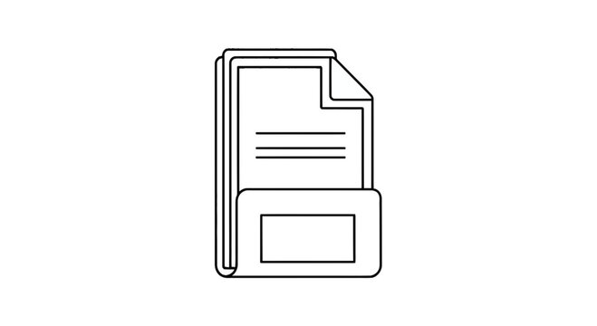 Document Folder Icon with Paper Clip and Text Lines, Isolated on Transparent Background