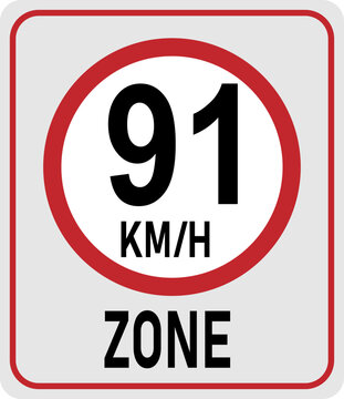 91 km h speed limit zone. Vector illustration