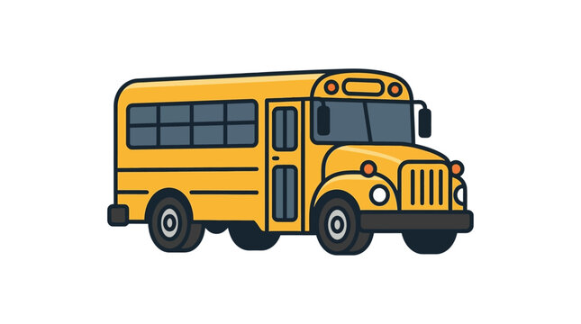 A simple flat vector illustration of a yellow school bus isolated on white background.