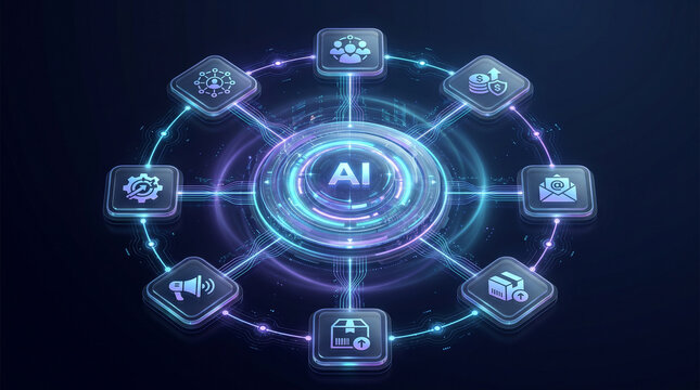 Artificial Intelligence Marketing Automation Network For Business Communication Finance And Logistics