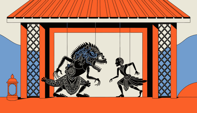 wayang kulit puppet show, traditional shadow puppetry