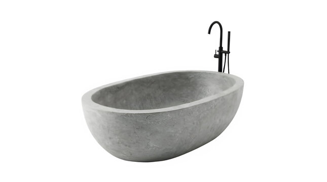 Microcement bathroom interior isolated on PNG background.