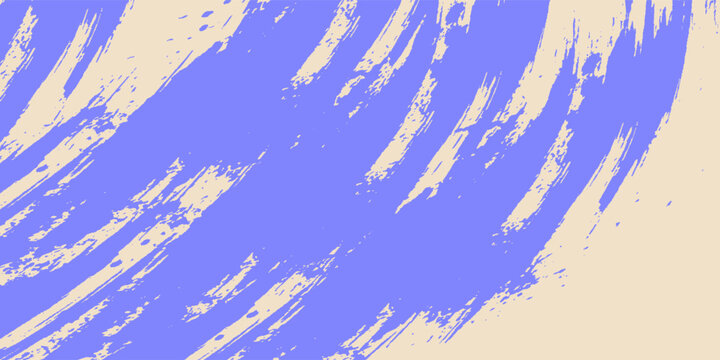 Curved grainy purple brush stroke with spray texture. Swirl or squiggle shaped bold brush stroke, thick wavy lines with rough grunge texture. Retro grainy background with scattered tiny dots and lines