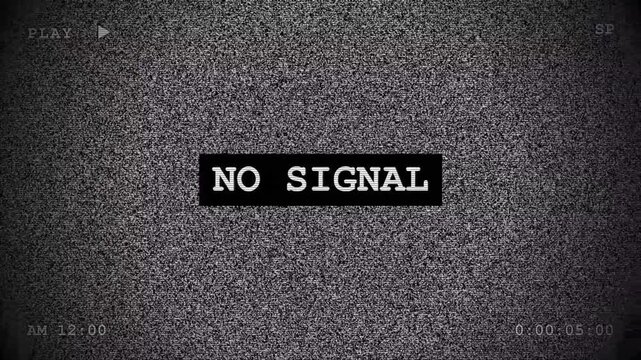Vintage VHS TV Test Pattern with No Signal Static Noise
