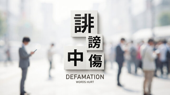 「誹謗中傷」の文字を配置したネットトラブルや社会問題の背景画像