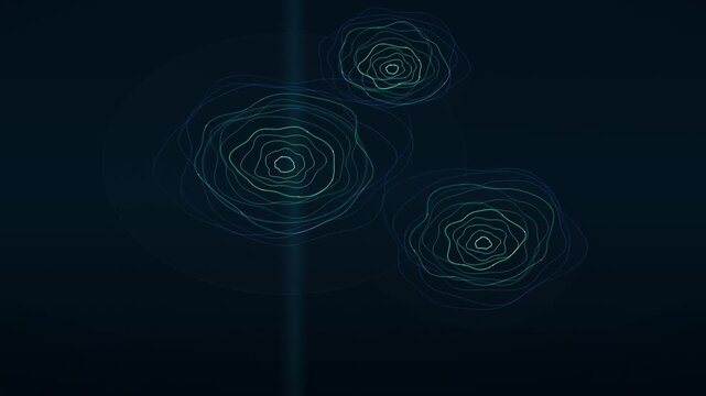 Abstract digital topographic map with glowing contour lines