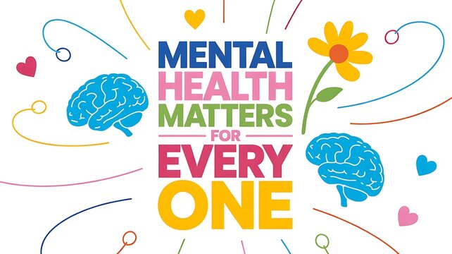 Mental health matters for everyone with colorful wellness awareness design