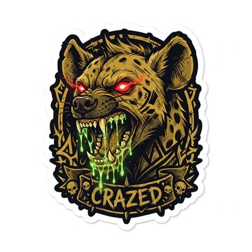 Sinister Spotted Hyena Crushing Jaws Vector Sticker Logo