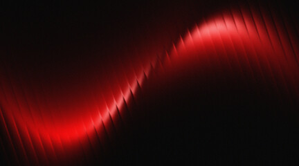 Glowing red and black smooth gradient ribbed glass background waves. © arjudin