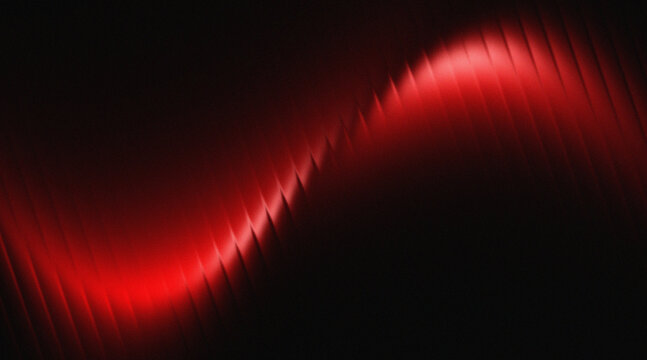 Glowing red and black smooth gradient ribbed glass background waves.
