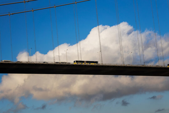 traffic jam of Bosphorus bridge in Istanbul Turkey.