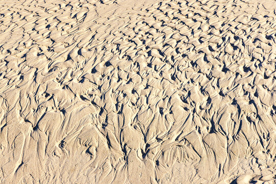 Tide patterns in sand at Yellow Rock River, Yambacoona, King Island, Tasmania, Australia