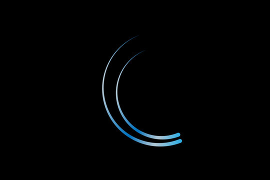 Abstract Blue Gradient Circular Lines Logo - Minimalist Modern Arc on Black Background