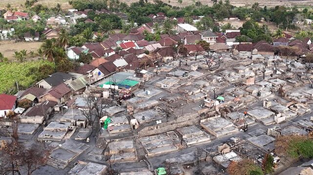 Tragic Fire Destroys Traditional Houses in Sade Village, Lombok: Suku Sasak Cultural Heritage Disaster and Post-Disaster Destruction Scene
