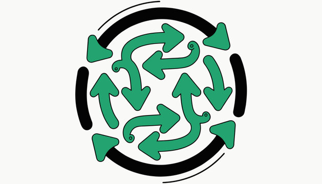 Circular arrow graphic illustrating a continuous loop and process flow, isolated on transparent background