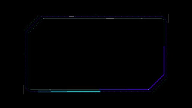 Futuristic hud digital frame overlay with glowing neon data scanning animation interface