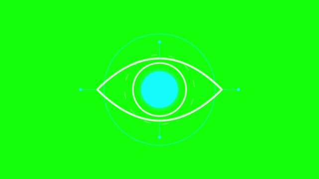Digital eye hud interface animation: futuristic biometric scanning technology iris