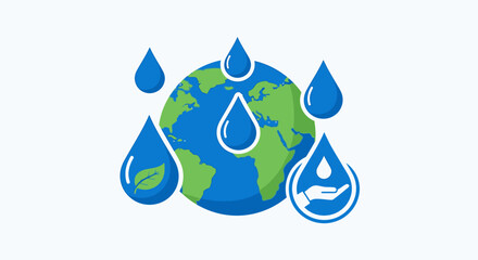 Obraz premium Illustrative graphic representing global water conservation, environmental sustainability, and responsible resource management for a healthier planet