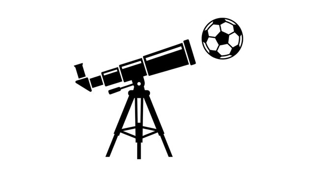 Telescope pointing at soccer ball icon