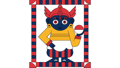 Fototapeta premium cartoon character, red and blue frame