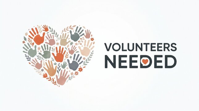 Volunteers needed heart with handprints