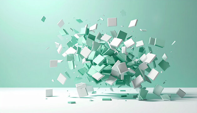 Exploding geometric cubes in mid-air.