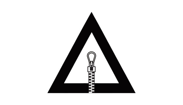 black triangle with zipper, symbol, icon