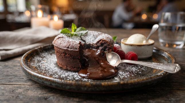 chocolate cake and coffee