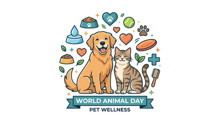 Fototapeta premium World Animal Day and Pet Wellness Vector Illustration