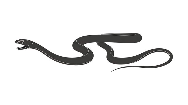 Black mamba vector snake silhouette slithering with open jaws