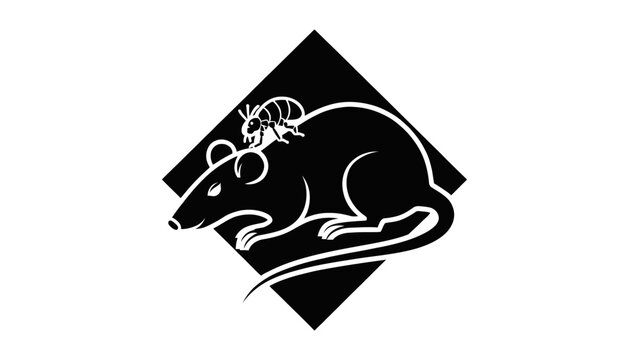 black silhouette of a mouse on a diamond background