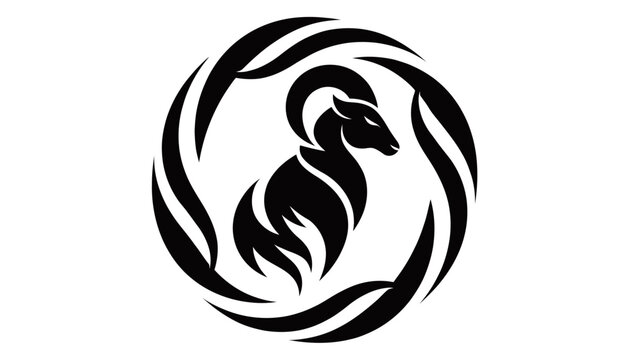 black goat head logo, animal symbol, vector illustration