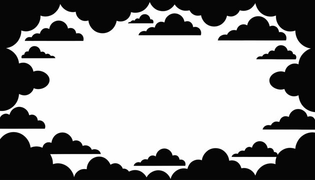 black clouds border, white background, illustration