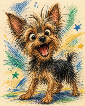 Joyful Yorkie Confetti Portrait