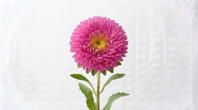 Vibrant pink aster flower in full bloom isolated on bright white background for design use