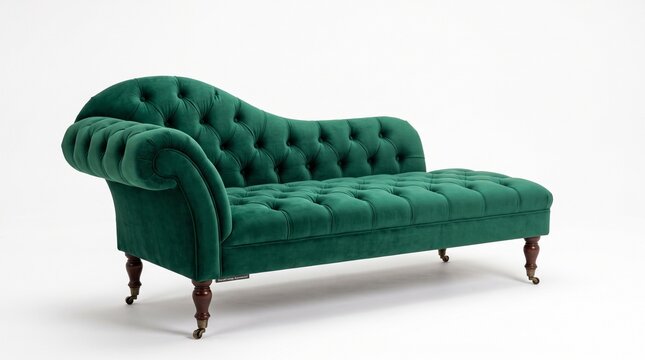 Emerald Green Velvet Chesterfield Chaise Longue Furniture.